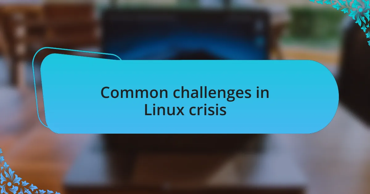 Common challenges in Linux crisis