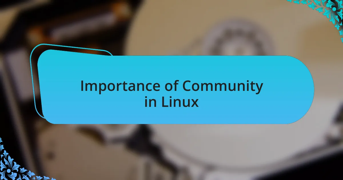 Importance of Community in Linux