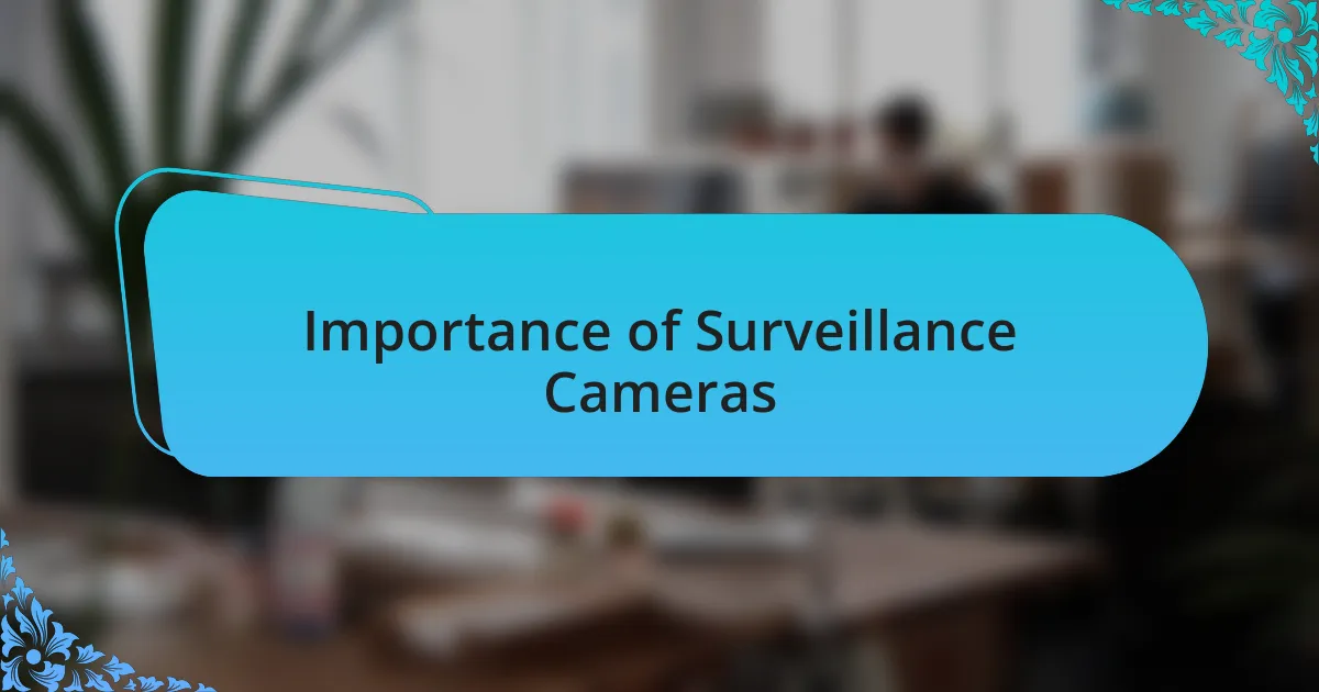 Importance of Surveillance Cameras