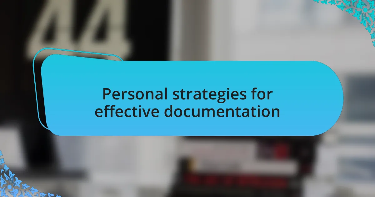 Personal strategies for effective documentation